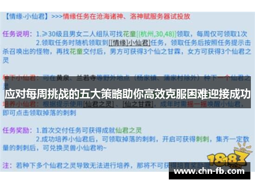 应对每周挑战的五大策略助你高效克服困难迎接成功